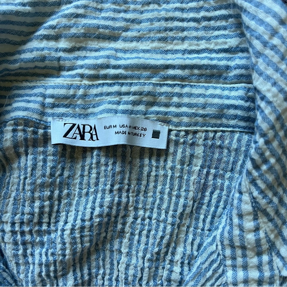 Zara Crop Top Collared Drawstring Button Down Dro… - image 4